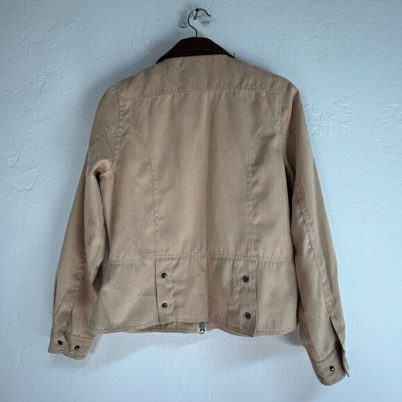 Outback Trading Co. Womens Zip Front Short Shaped Jacket Small Beige Pockets - Picture 2 of 8